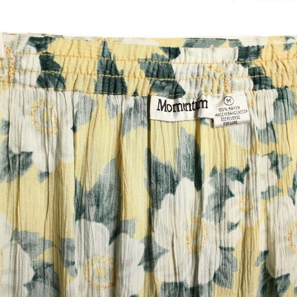 Vintage Yellow Floral Rayon Skirt 34" Long with Side Slits Size Medium - Hey Viv - Picture 3 of 4